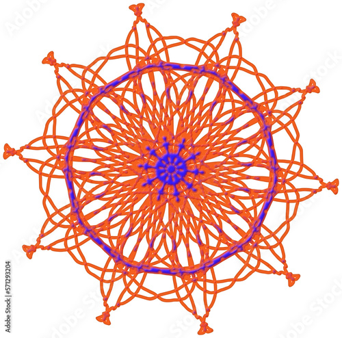 Volumetric mandala of the lower chakra. Isolated on transparent. png format.