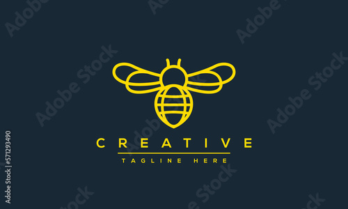 Bee logo vector outline minimalist