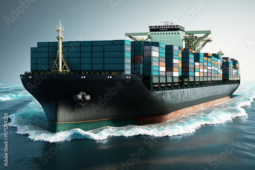 The ship transport containers from China by sea. Generative AI.