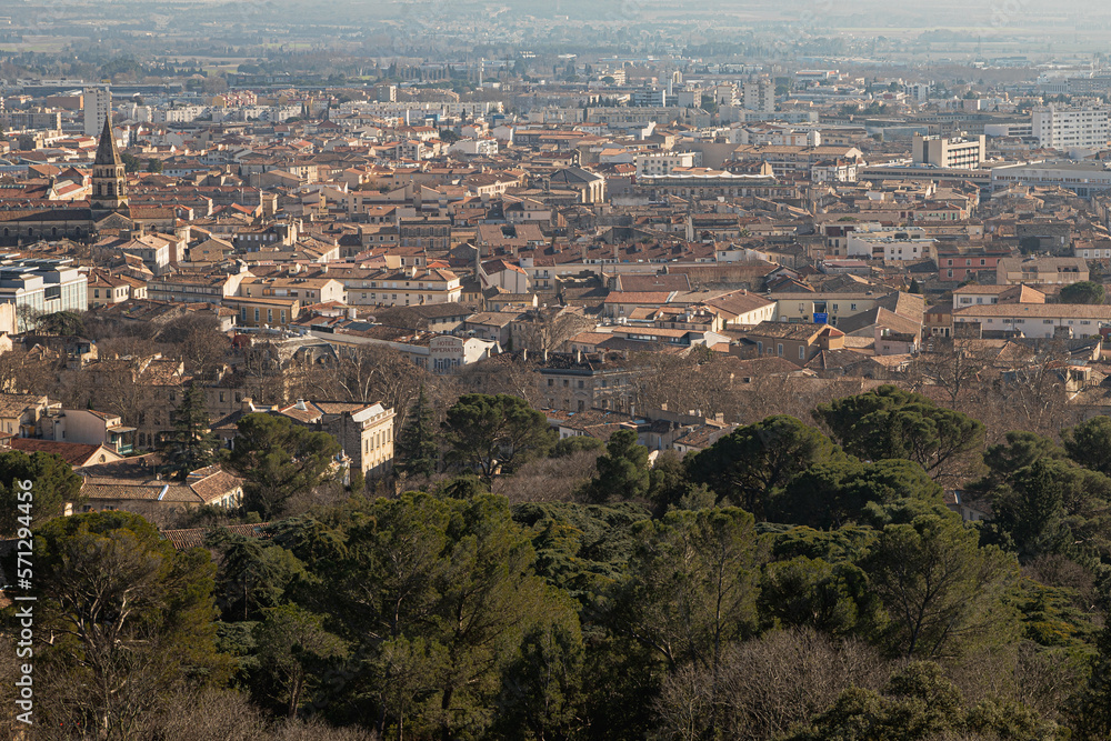 the city of Nimes seen from the Magne tower