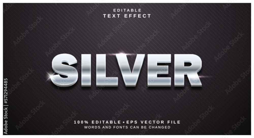 Editable text style effect - Silver text style theme.