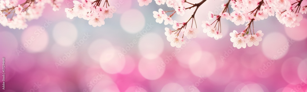 Spring background with pink blossom. Generative AI