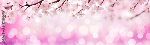 Spring background with pink blossom. Generative AI