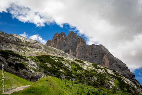 What a beautiful view in Swiss alps and Bernina pass on the mountain road Italy 