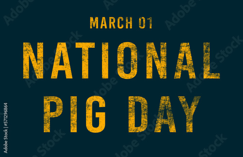 Happy National Pig Day, March 01. Calendar of February Text Effect, design