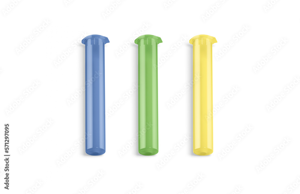 Blank colored weed joint plastic tube pack mockup, top view Blank colored weed joint plastic tube pack mockup, top view