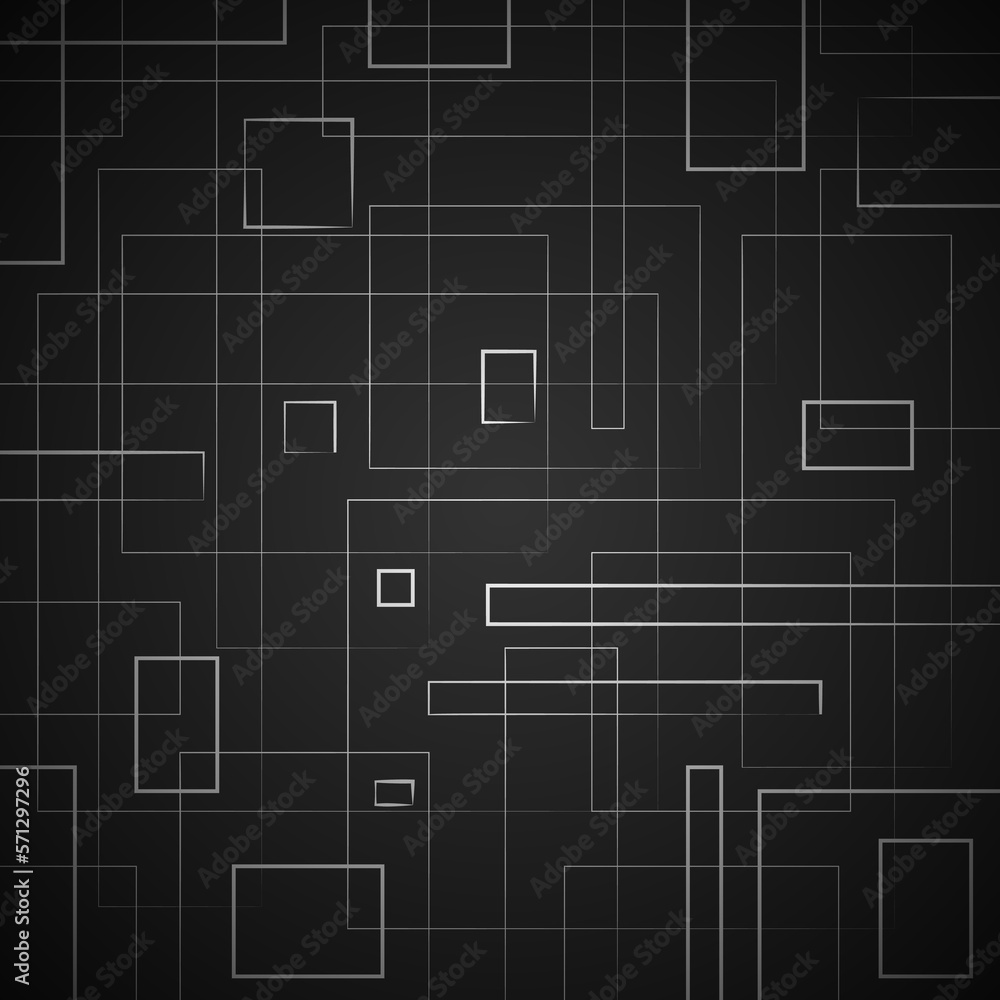 Fototapeta premium Abstract vector illustration with rectangles and squares of different sizes. Linear illustration for decoration and design.