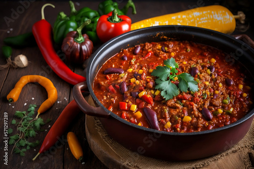 Savory Mexican Dish: Chili Con Carne with Fresh Ingredients - Ai Generative