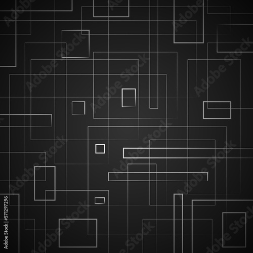 Abstract vector illustration with rectangles and squares of different sizes. Linear illustration for decoration and design.