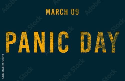 Happy Panic Day, March 09. Calendar of February Text Effect, design © Rehmat