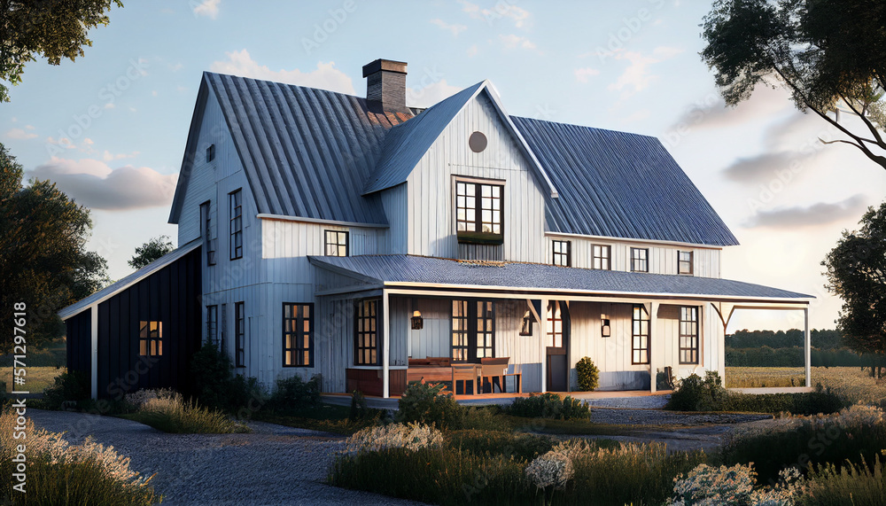 Farmhouse Design with Neutral Tones, Generative AI Farmhouse Design with Neutral Tones, Generative AI