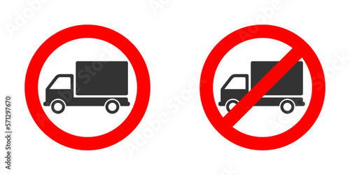 No truck sign. No lorry parking. Truck prohibition icon. Vector illustration.