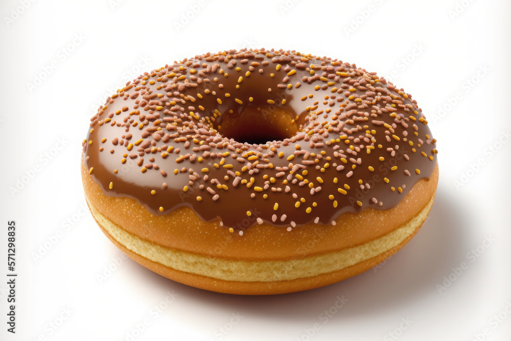 Delicious chocolate donut isolated on white background. Ai generative Delicious chocolate donut isolated on white background. Ai generative