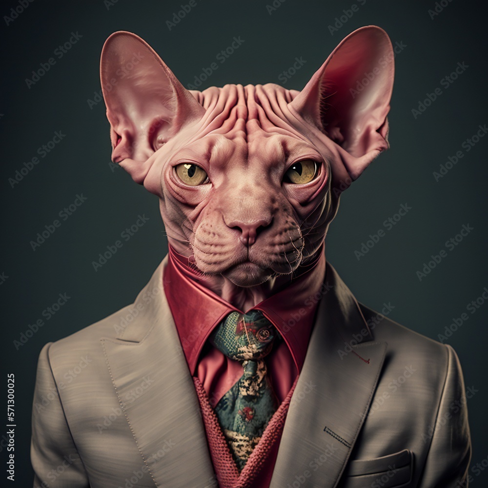 Cat in a business suit businessman. ai