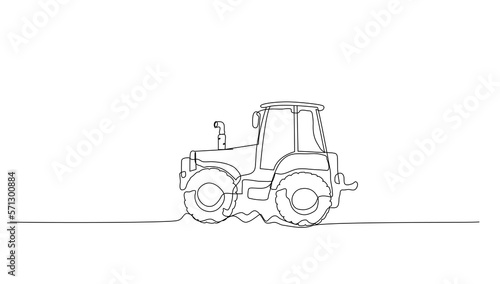 Continuous line art or One Line drawing of tractor for vector illustration, business transportation. heavy equipment vehicle construction concept. graphic design modern continuous line drawing