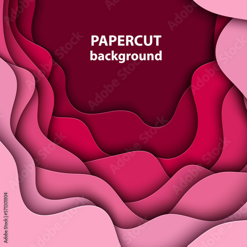 Vector background with magenta pink colorful paper cut shapes. 3D abstract paper art style, design layout for business presentations, flyers, posters, prints, decoration, cards, brochure