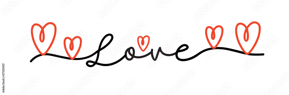 Love. Line script cursive text love. Lettering vector illustration for poster, card, banner valentine day, wedding. Hand drawn word - love with doodle heart. Print for tee, t-shirt. Love. Line script cursive text love. Lettering vector illustration for poster, card, banner valentine day, wedding. Hand drawn word - love with doodle heart. Print for tee, t-shirt.