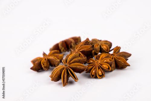 anise star spice on white background.