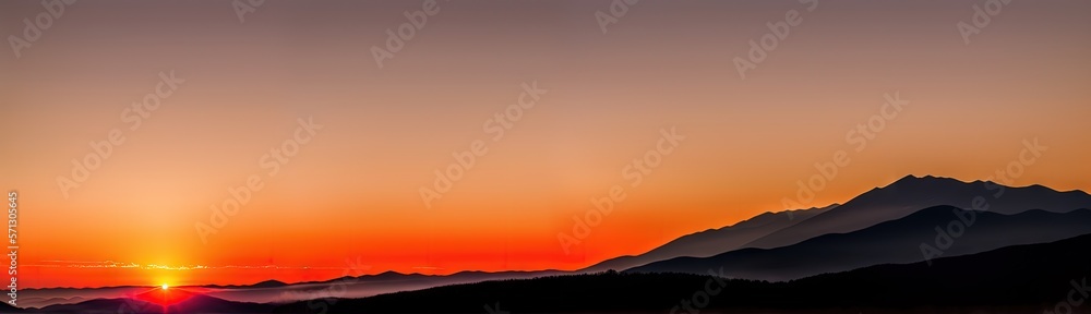 Fototapeta premium Beautiful Mountain landscape at sunset. Generative AI