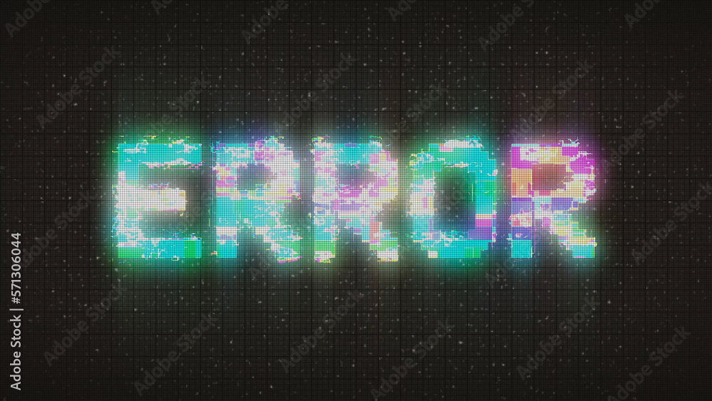 ERROR text with glitch effect. Glitch ERROR video game screen ERROR text with glitch effect. Glitch ERROR video game screen