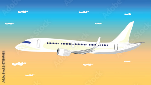 Airplane flying in the sky among the clouds. Passenger plane. Cargo airplane.