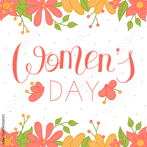 Postcard for International Women's Day. Vector illustration