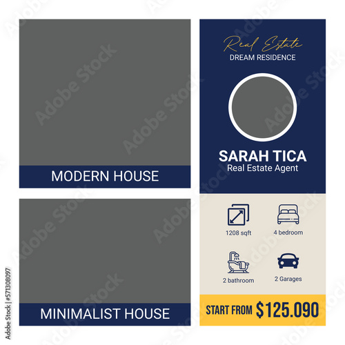 Real estate house property instagram post or social media banner template