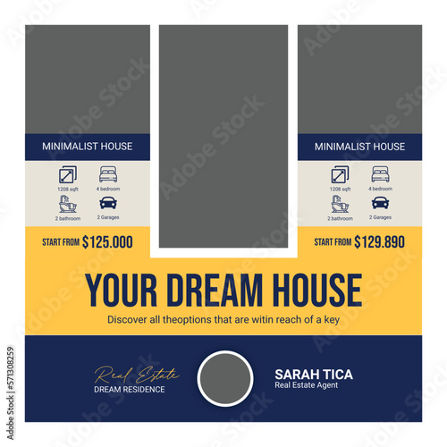 Real estate house property instagram post or social media banner template