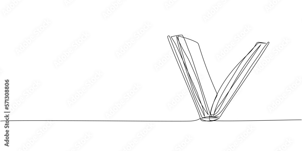 Premium Vector  Continuous one line drawing of an open book