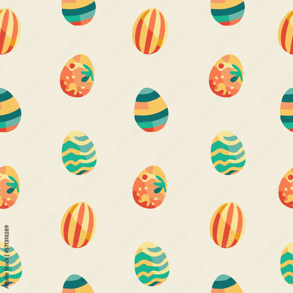 Cute seamless Easter pattern with easter bunny and easter eggs.