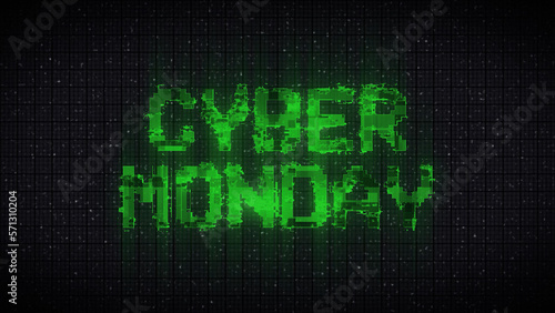 Cyber Monday advertising commercial text with glitch broken tv signal style