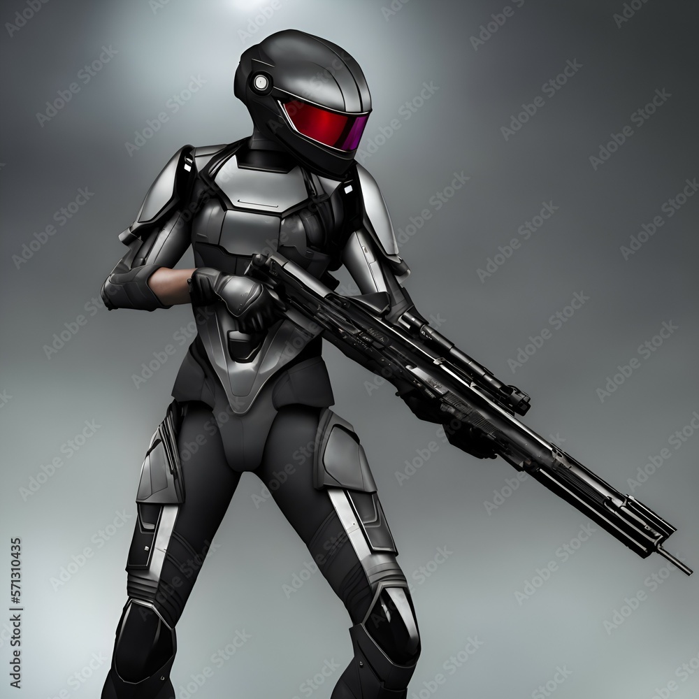 Futuristic Armed Tactical Character - Created Using Generative AI Tools