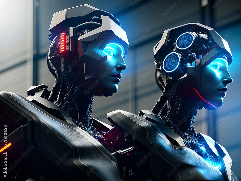 Fototapeta premium Two Cyborgs with Ultra Vision