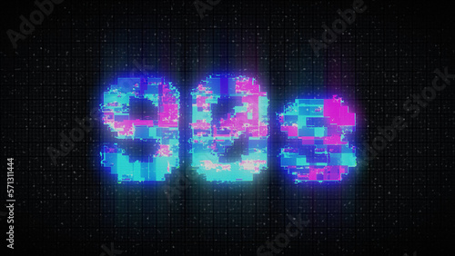 Slika na platnu 90s text with VHS glitch style