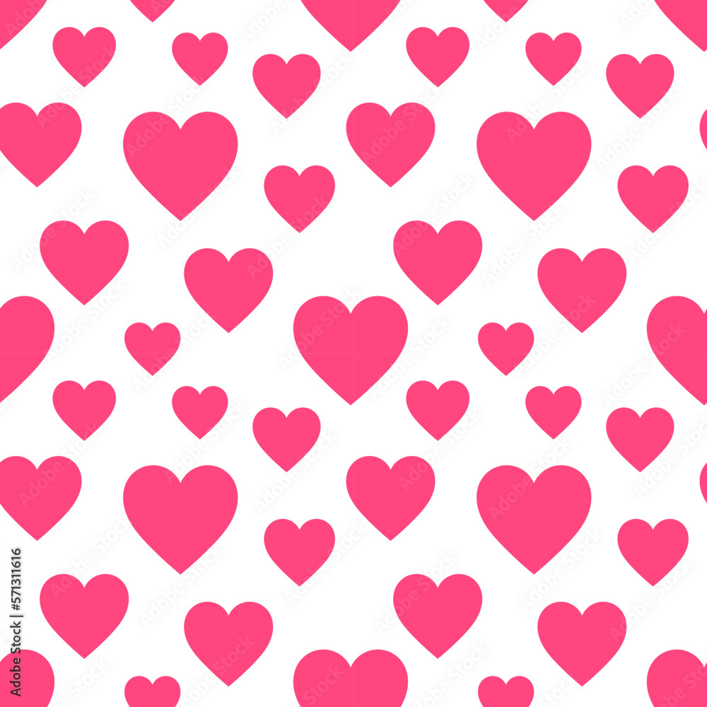 Pink hearts seamless pattern. Vector illustration.