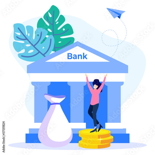 Illustration vector graphic cartoon character of bank