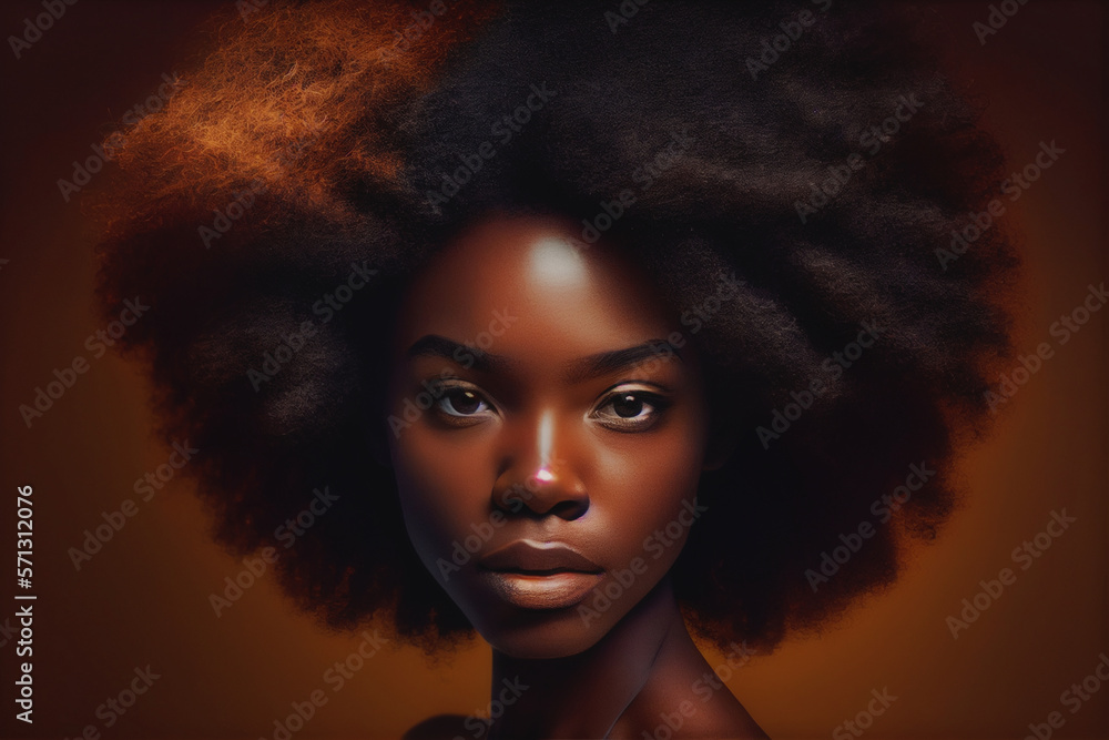 Self-confident woman with an Afro hairstyle . Generative AI. 2 Self-confident woman with an Afro hairstyle . Generative AI. 2