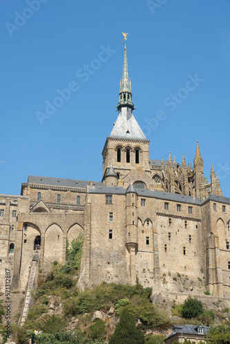 Panoramic view of famous historic Le Mont Saint-Michel in summer, Normandy, northern France. High quality photo