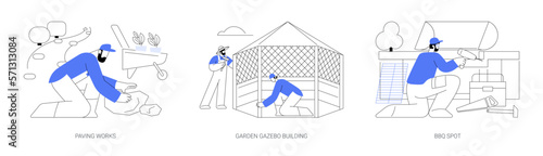 Small architectural forms installation abstract concept vector illustrations.