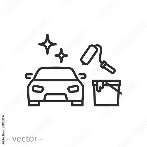 car painting icon, paint for auto body, line symbol on white background - editable stroke vector illustration eps10