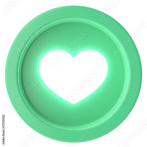 Love button. heart icon. 3D illustration.