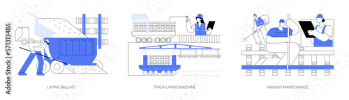 Railway construction abstract concept vector illustrations.