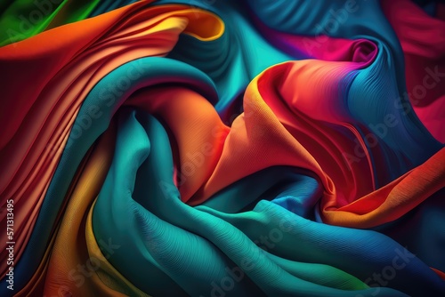 Colorful waves of fabric  abstract background.