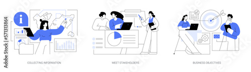 Business analysis in IT company abstract concept vector illustrations.