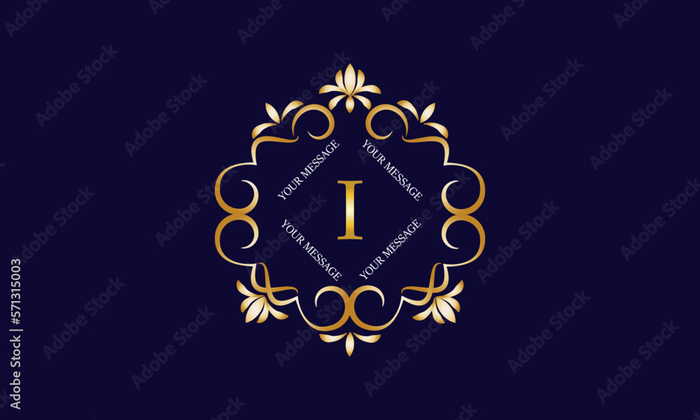 Elegant monogram design template with initial letter I. Luxury elegant ornament logo for restaurant, boutique, hotel, fashion, business.