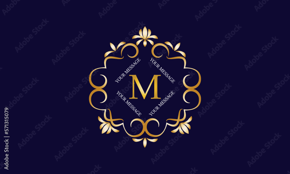 Elegant monogram design template with initial letter M. Luxury elegant ornament logo for restaurant, boutique, hotel, fashion, business.