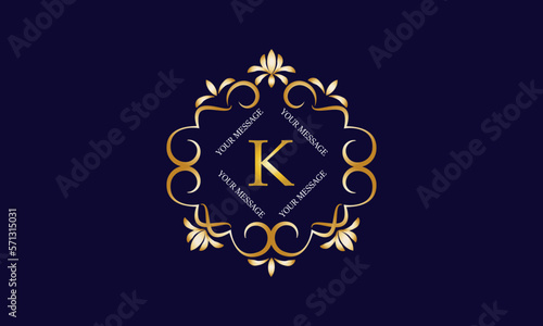 Elegant monogram design template with initial letter K. Luxury elegant ornament logo for restaurant, boutique, hotel, fashion, business.
