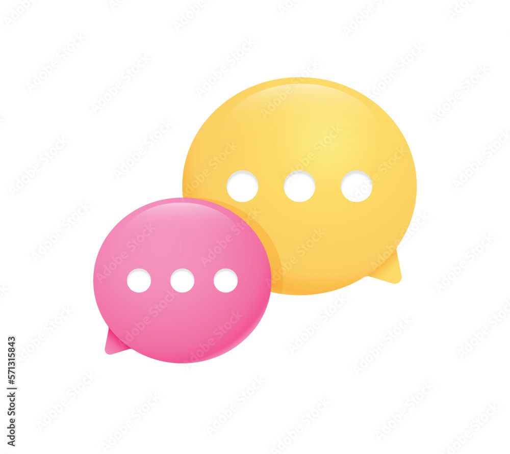 Fototapeta premium Yellow and pink chat bubble. UI design icon. vector illustration.