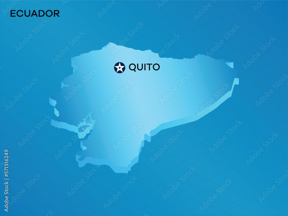Ecuador 3D Isometric map with Capital Mark Quito Vector Illustration Design Ecuador 3D Isometric map with Capital Mark Quito Vector Illustration Design