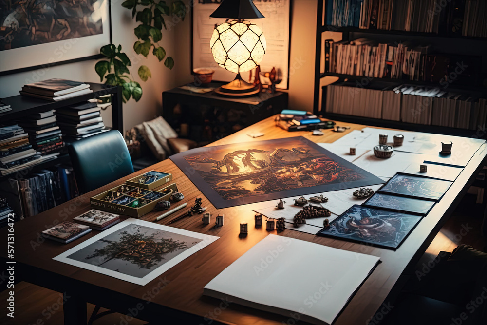 Role Playing Game Table Interior Design AI Generated Stock